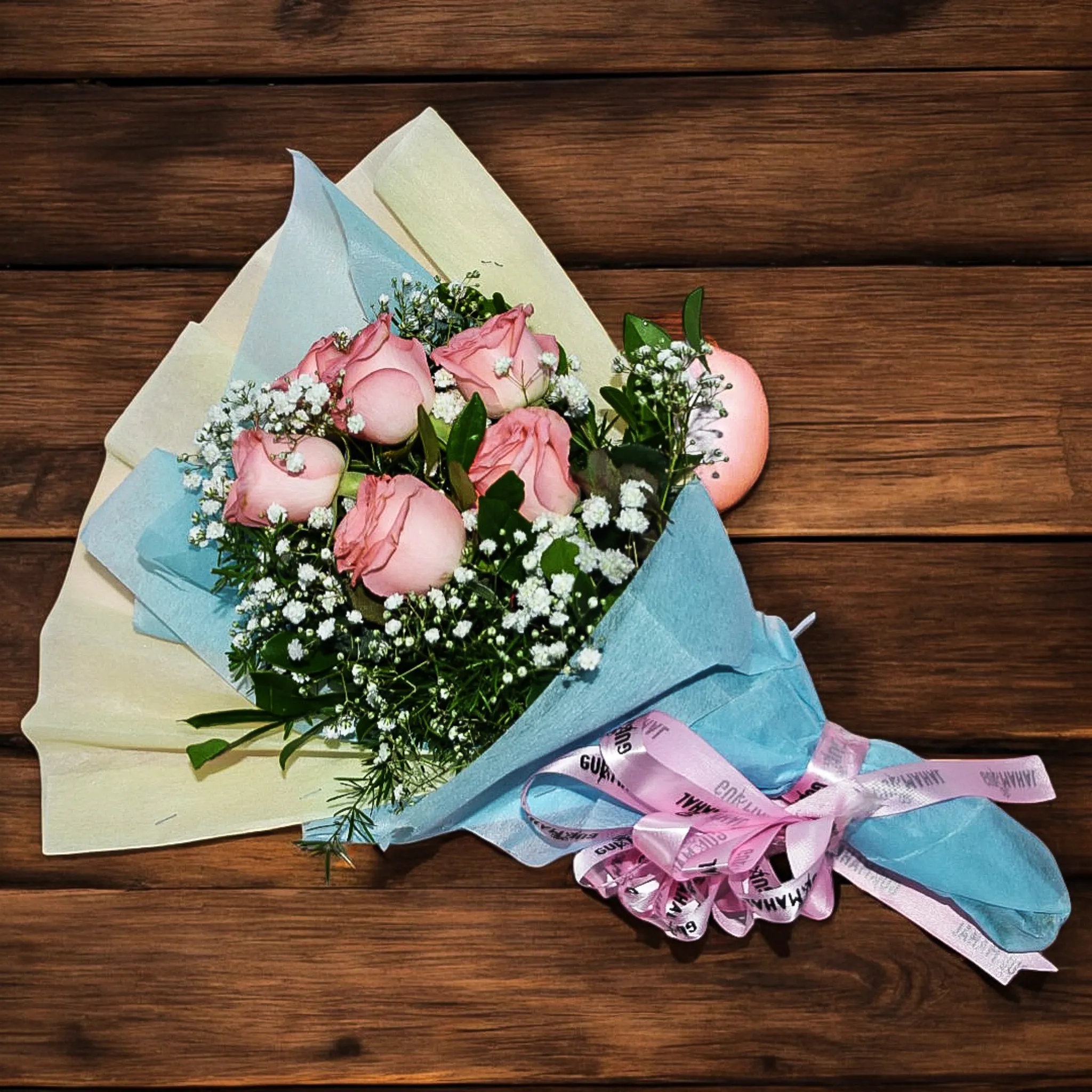 Pink Rose Bouquet pack of 11 to 15 Roses and Gypsy — fresh flowers in Kolkata
